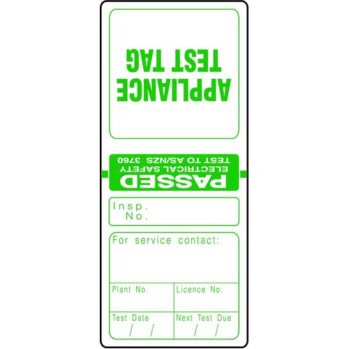 Green Electrical Test Tags (Packet of 100)