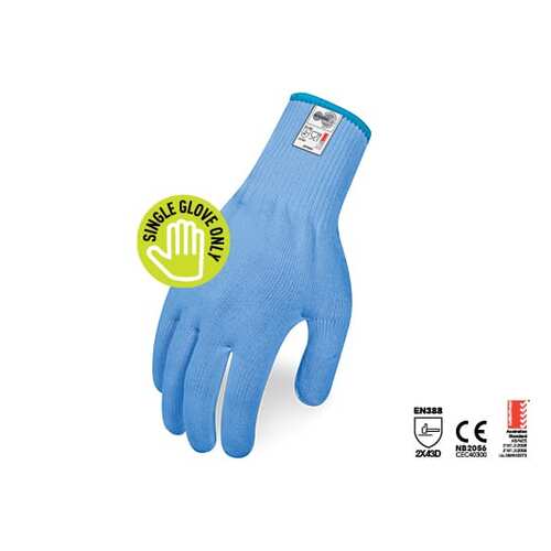 Force360 Blue Food Grade Glove 13 Gauge Cut 5 Level D (Each)