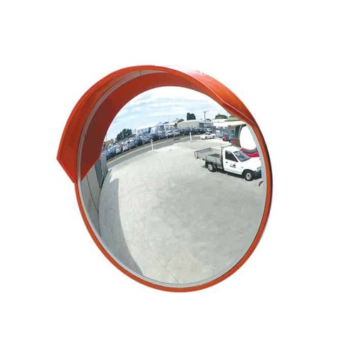 Outdoor Convex Mirror (800mm) Polycarbonate with Hi Vis Orange Visor