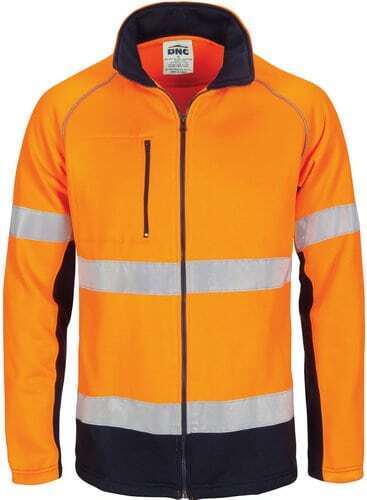 DNC Hi Vis Windcheater Full Zip Fleecy with Reflective Tape