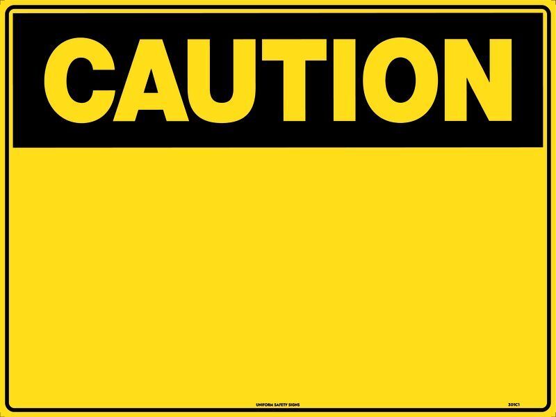 Sign Caution Header Blank 600 x 450mm Metal, Class 1 Reflective