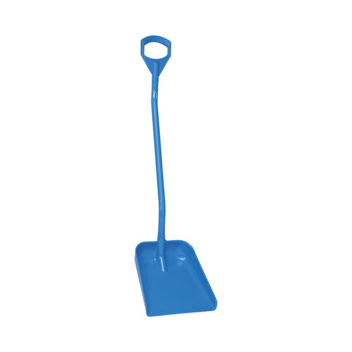Vikan Ergonomic Long Handle Shovel Stainless Steel Lip Large Blade - Blue