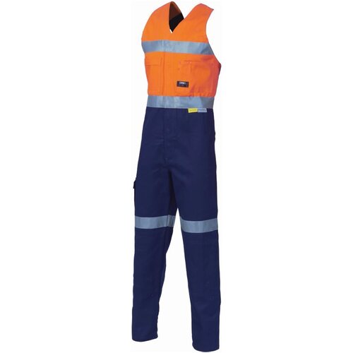 DNC Hi Vis Two Tone Cotton Action Back Overall with Reflective Tape