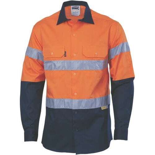 DNC Hi Vis Two Tone Taped Vented Lightweight Long Sleeve Cotton Shirt