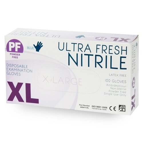 Ultra Fresh Nitrile Powder Free Disposable Gloves Box of 100