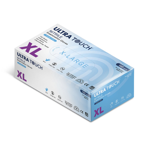 Ultra Touch Nitrile Powder Free Blue Disposable Gloves Box of 100