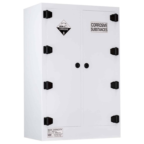 Corrosive Storage Cabinet Poly 250L 2 Doors 6 Shelves