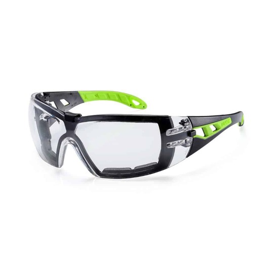 uvex Pheos Safety Glasses with Foam Guard Clear HC-AF Lens Black/Green 