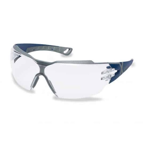 uvex Pheos CX2 Safety Glasses Clear Lens - Blue/Grey Frame