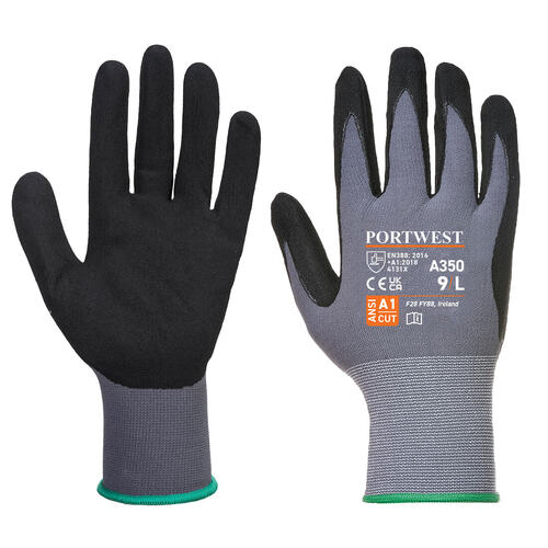 Portwest DermiFlex Soft Nitrile Foam & PU Dipped Gloves Black
