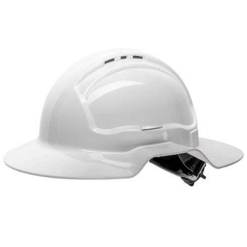 Hard Hat Broad Brim Vented ABS with Ratchet Harness