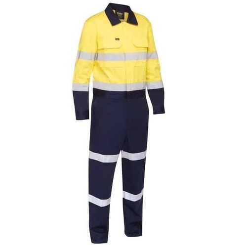 Bisley Taped Hi Vis Work Coverall with Waist Zip Opening