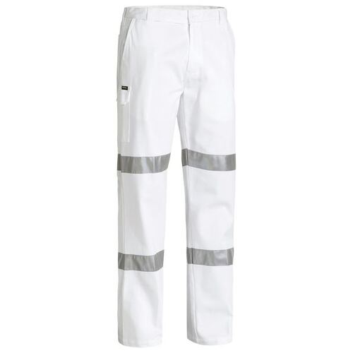 Bisley Taped Night Cotton Drill Pants White 