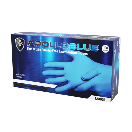 Bluesteel Nitrile Blue Powder Free Medical Grade Gloves Box of 100