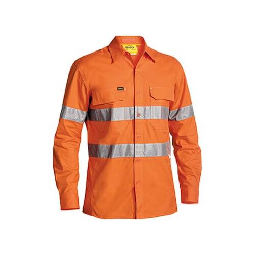 Bisley X Airflow™ Taped Hi Vis Ripstop Orange Lightweight Long Sleeve Shirt