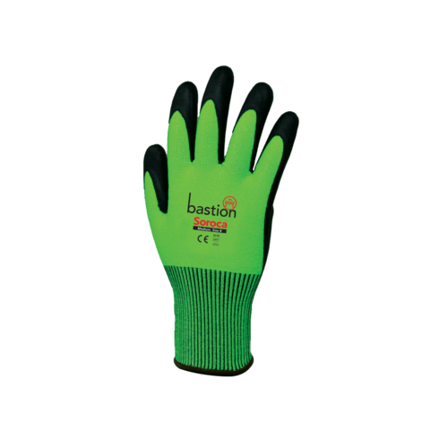 Bastion Soroca Cut 5 Hi Vis Green Foam Nitrile Palm Gloves