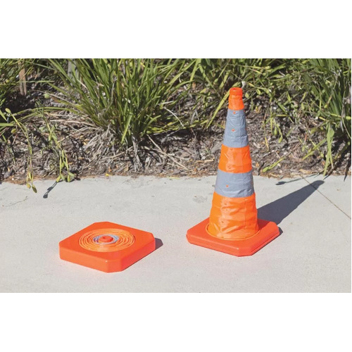 Barsec Traffic Cone 450mm Collapsible with Built-in Light