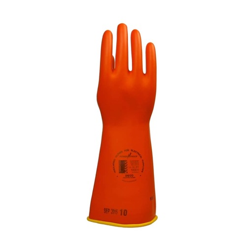Deco Class 0 1000 Volt 430mm Long Insulating Gloves Orange/Yellow