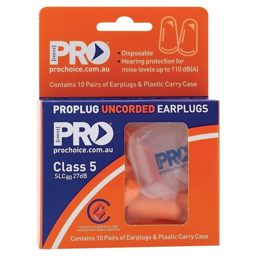 Probullet Disposable Uncorded Earplugs Orange Box of 10
