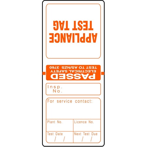Orange Electrical Test Tags (Packet of 100) - 6 months, January-June Testing