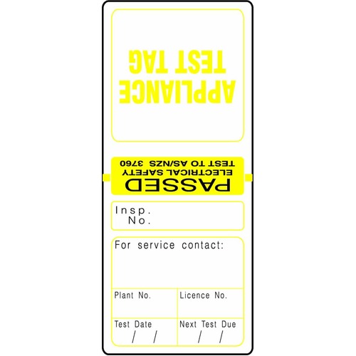 Yellow Electrical Test Tags (Packet of 100)