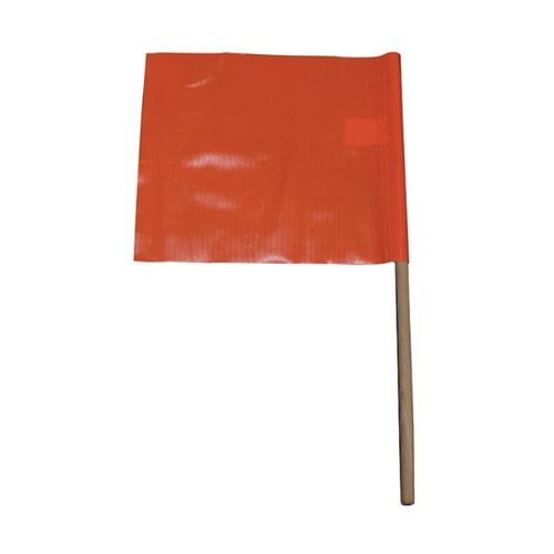 Orange PVC Flag with Wood Handle 300 x 300mm
