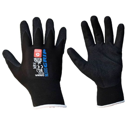 Nexus GRIP Sandy Nitrile Finish Gloves - Black