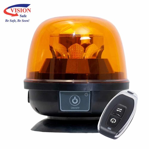 Dome LED Beacon Rechargeable Amber Magnetic Base with Remote Control 12-24VDC