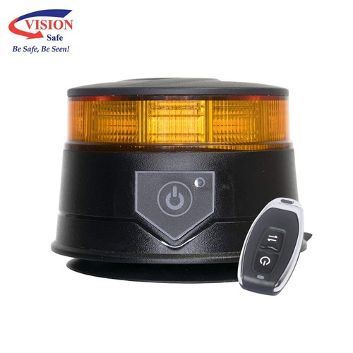 Nano LED Rechargeable Beacon Amber Magnetic Base with Remote Control 12-24VDC