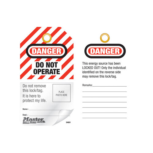 Master Lock Danger Do Not Operate Self Laminating Photo ID Tags Pack of 12