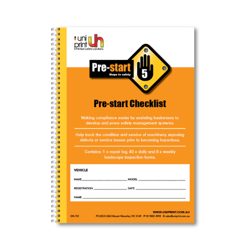 UniPrint Pre-start Checklist Book
