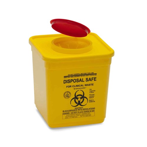 Sharps Container 4.75L Yellow Square 90mm Opening