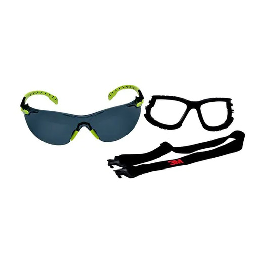 3M Solus 1000 Series Scotchguard Safety Glasses with Anti-Fog Grey Lens - Green/Black