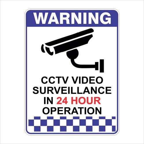 Sign CCTV Video Surveillance in 24 Hour Operation Metal 600 x 450mm