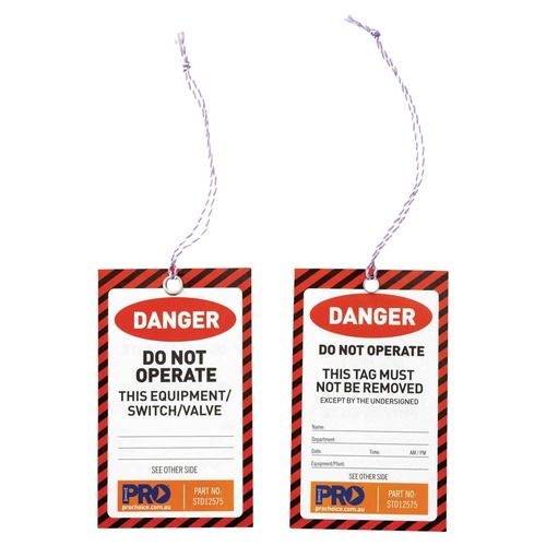 Safety Tags 125mm x 75mm Danger Pk 100