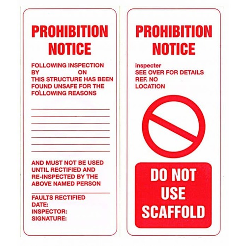 Scaffold Tags Do Not Use (Packet of 25)