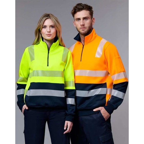 Hi Vis Two Tone 1/2 Zip Biomotion Day/Night Fleece Jumper with Segmented Tape 