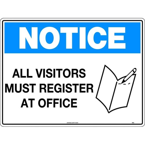 Sign Notice All Visitors Must Register At Office