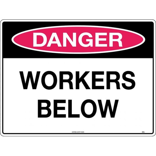 Sign Danger Workers Below