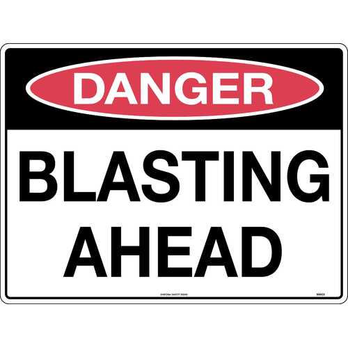 Sign Danger Blasting Ahead 600 x 450mm Metal, Class 1 Reflective