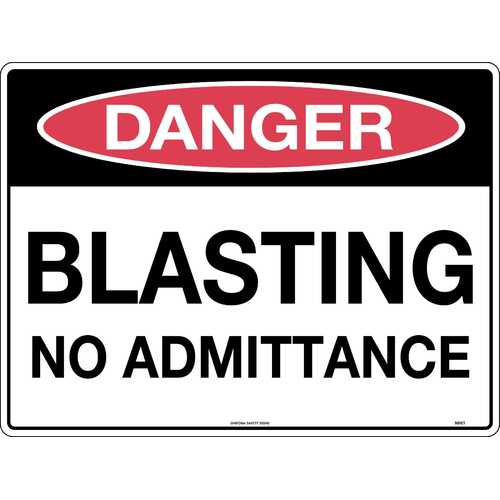Sign Danger Blasting No Admittance 600 x 450mm Metal, Class 1 Reflective