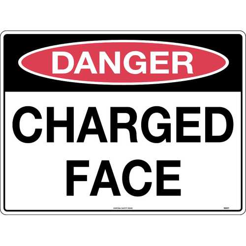 Sign Danger Charged Face 600 x 450mm Metal, Class 1 Reflective