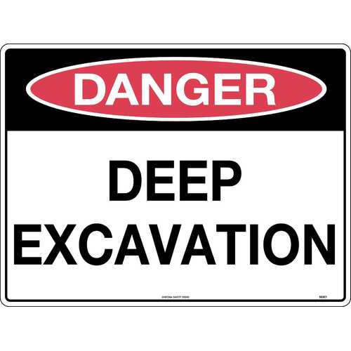 Sign Danger Deep Excavation 600 x 450mm Metal, Class 1 Reflective