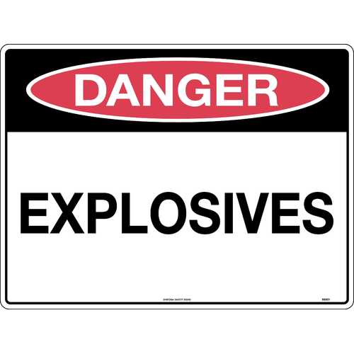 Sign Danger Explosives 600 x 450mm Metal, Class 1 Reflective