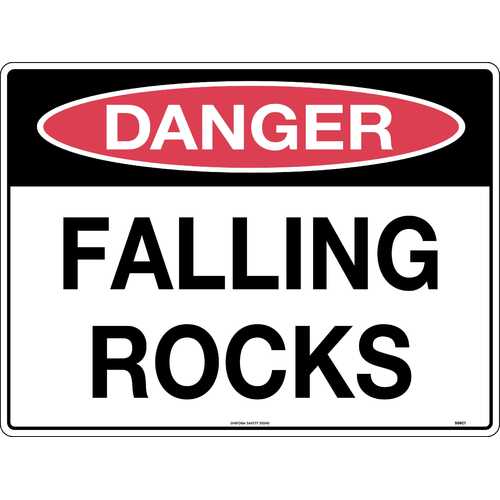 Sign Danger Falling Rocks 600 x 450mm Metal, Class 1 Reflective