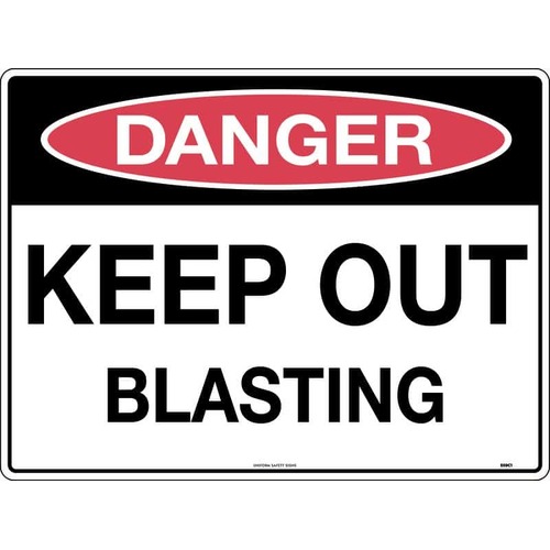 Sign Danger Keep Out Blasting 600 x 450mm Metal, Class 1 Reflective