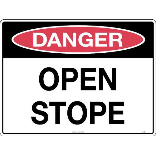 Sign Danger Open Stope 600 x 450mm Metal, Class 1 Reflective