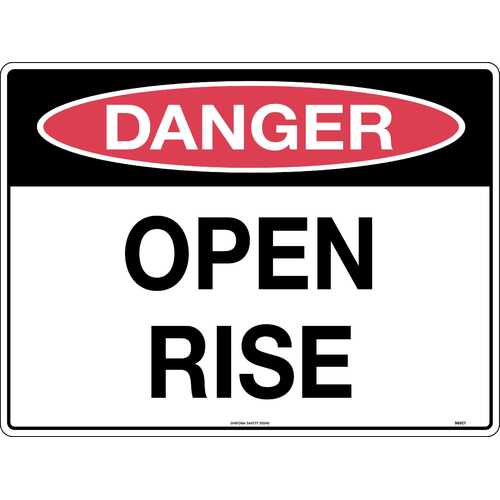 Sign Danger Open Rise 600 x 450mm Metal, Class 1 Reflective