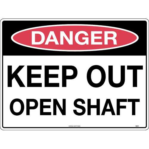 Sign Danger Keep Out Open Shaft 600 x 450mm Metal, Class 1 Reflective