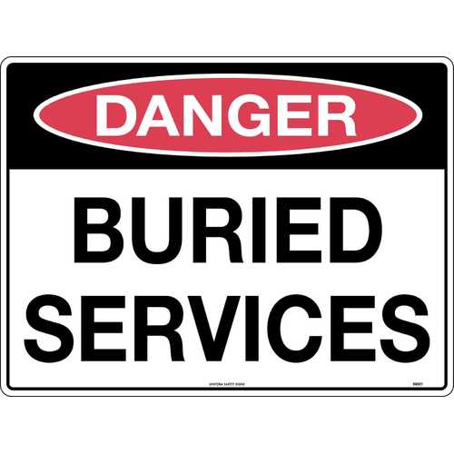 Sign Danger Buried Services 600 x 450mm Metal, Class 1 Reflective